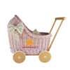 Doll Stroller In Rattan Pink, wholesale