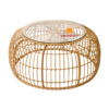 round rattan coffee table with glass top