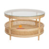 round wicker coffee table with glass top, wholesale