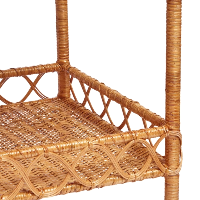 scalloped rattan end table with storage, wholesale