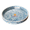 Mother Of Pearl Floral Round Serving Tray Blue, wholesale