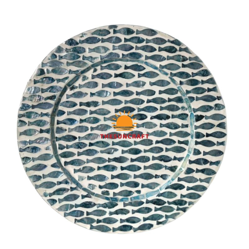 Mother Of Pearl Plate Inlaid With Fish Design, wholesale