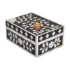 Mother of Pearl Inlay Box Black White Floral, wholesale