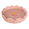 Pink Scalloped Tray Rattan, wholesale