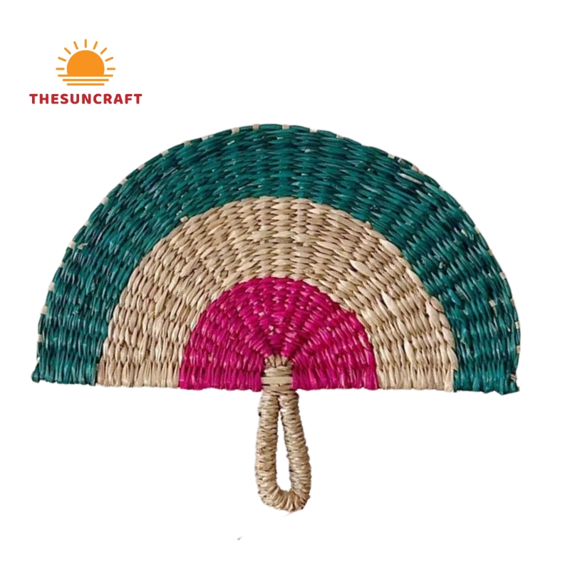 New Trend Colorful Seagrass Hand Fan, wholesale