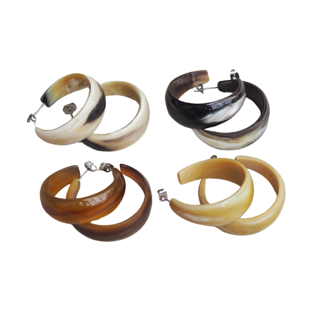 Natural Buffalo Horn Hoop Earrings, wholesale, bulk