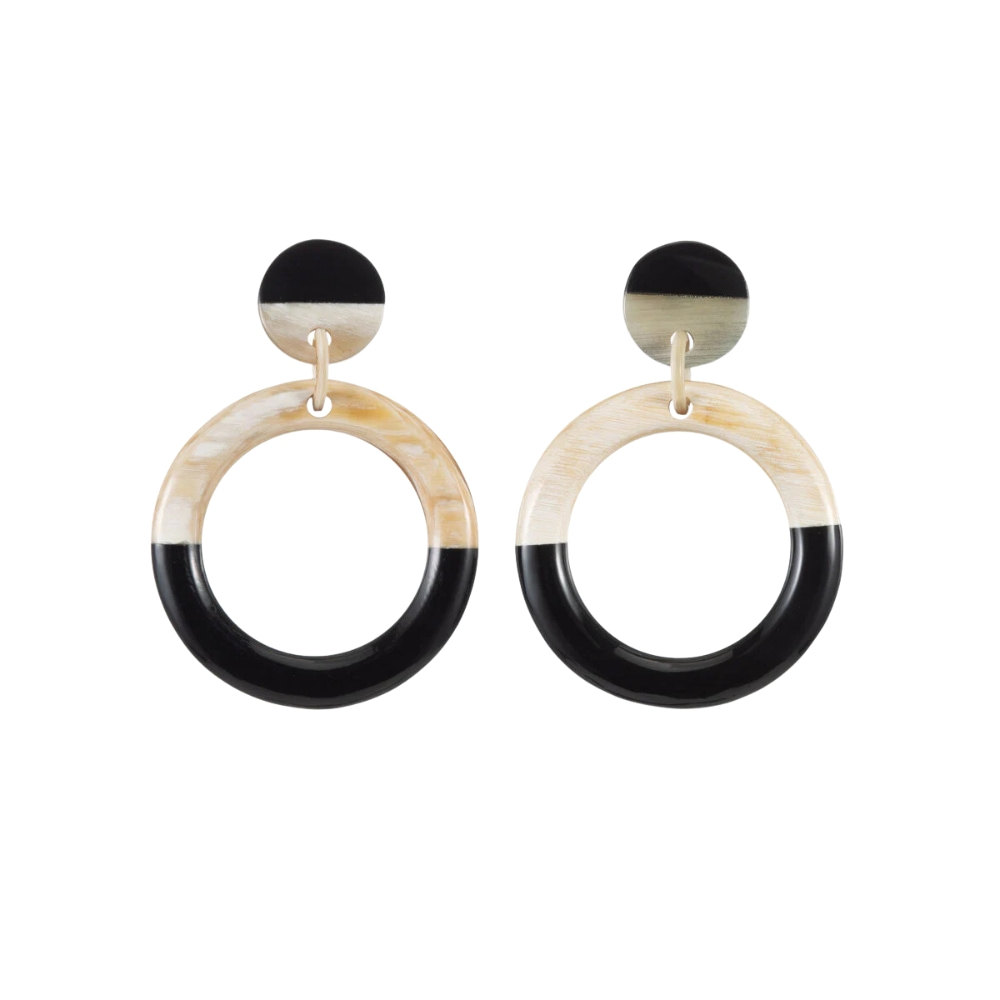 black and white horn earrings, wholesale, bulk