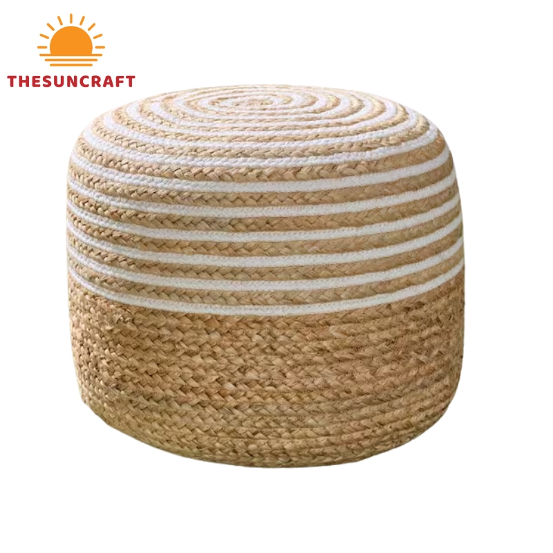 Natural Jute Pouf Ottoman, wholesale