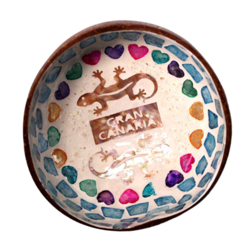 Salamander Motif Mother Of Pearl Coconut Bowl