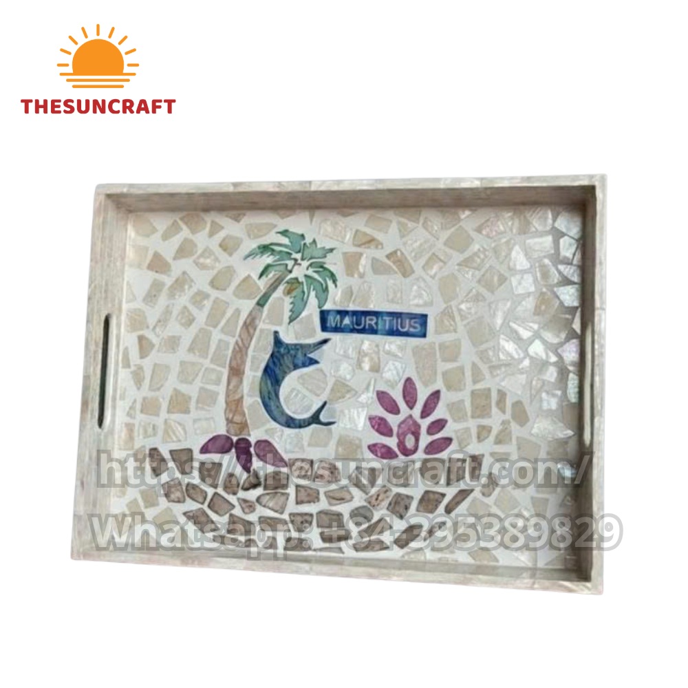 Handcrafted Dolphin Mauritius Mother of Pearl Tray (TSMT-0050)