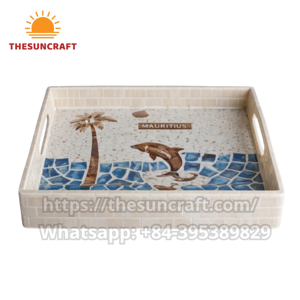 Rectangular Dolphin Mauritius Mother of Pearl Tray (TSMT-0051)