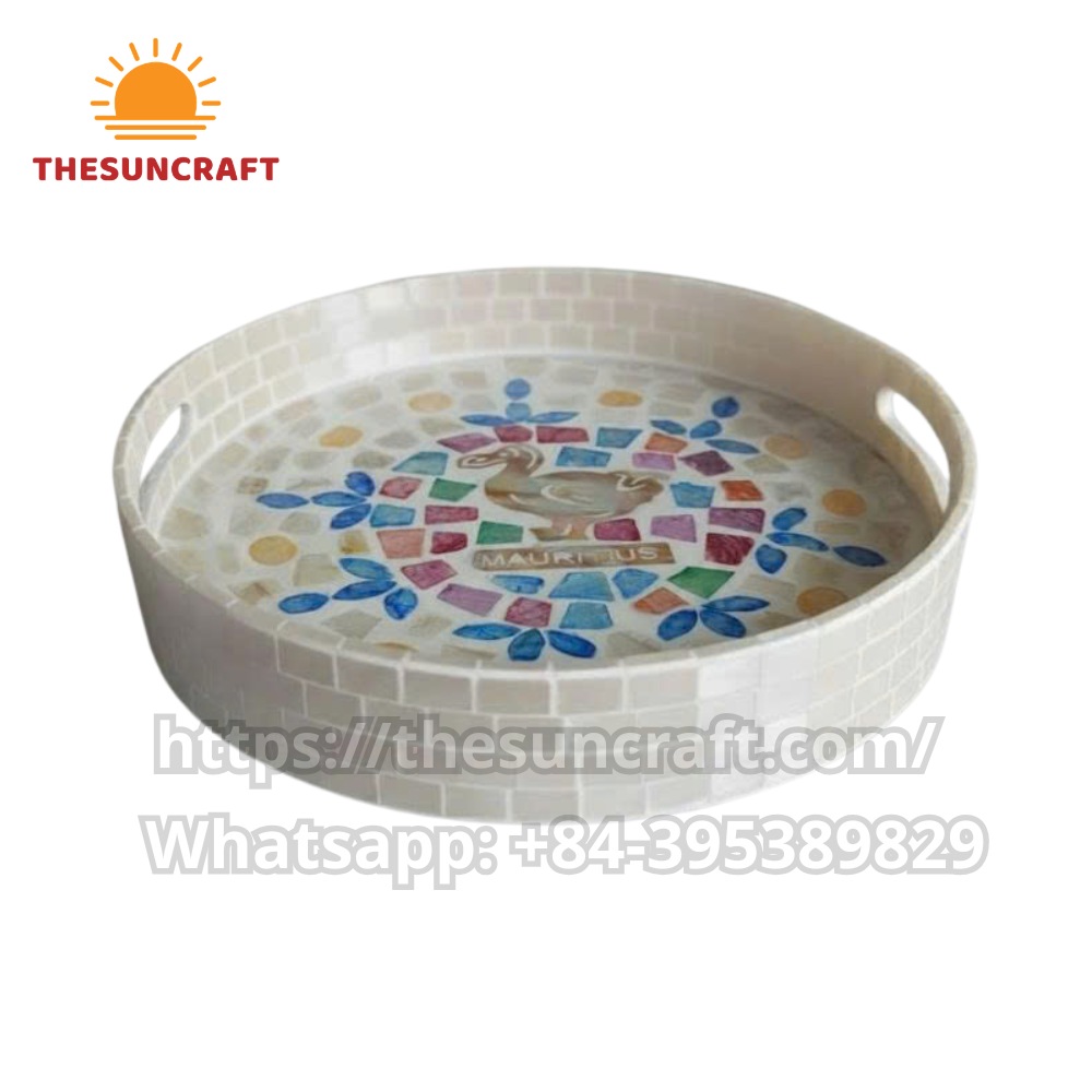 Round Dodo Bird Mauritius Mother of Pearl Tray (TSMT-0047)