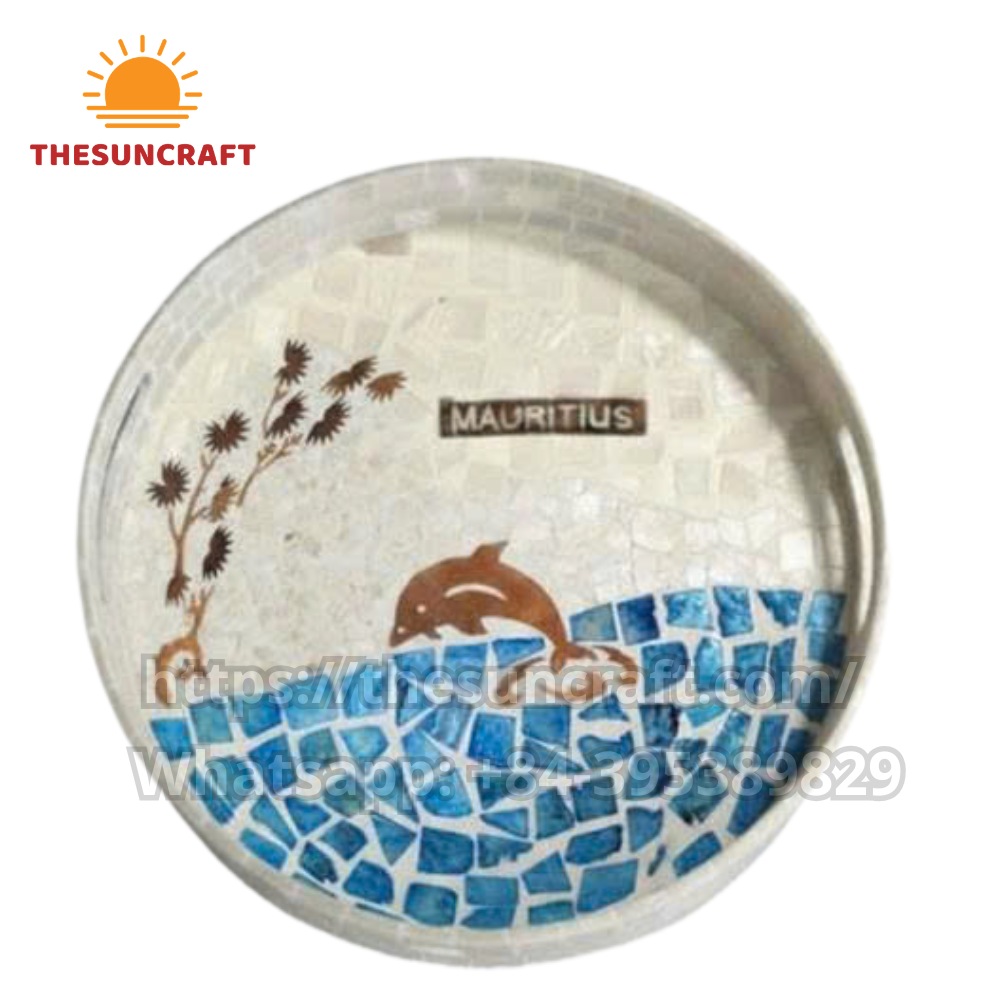 Round Dolphin Mauritius Mother of Pearl Tray (TSMT-0044)