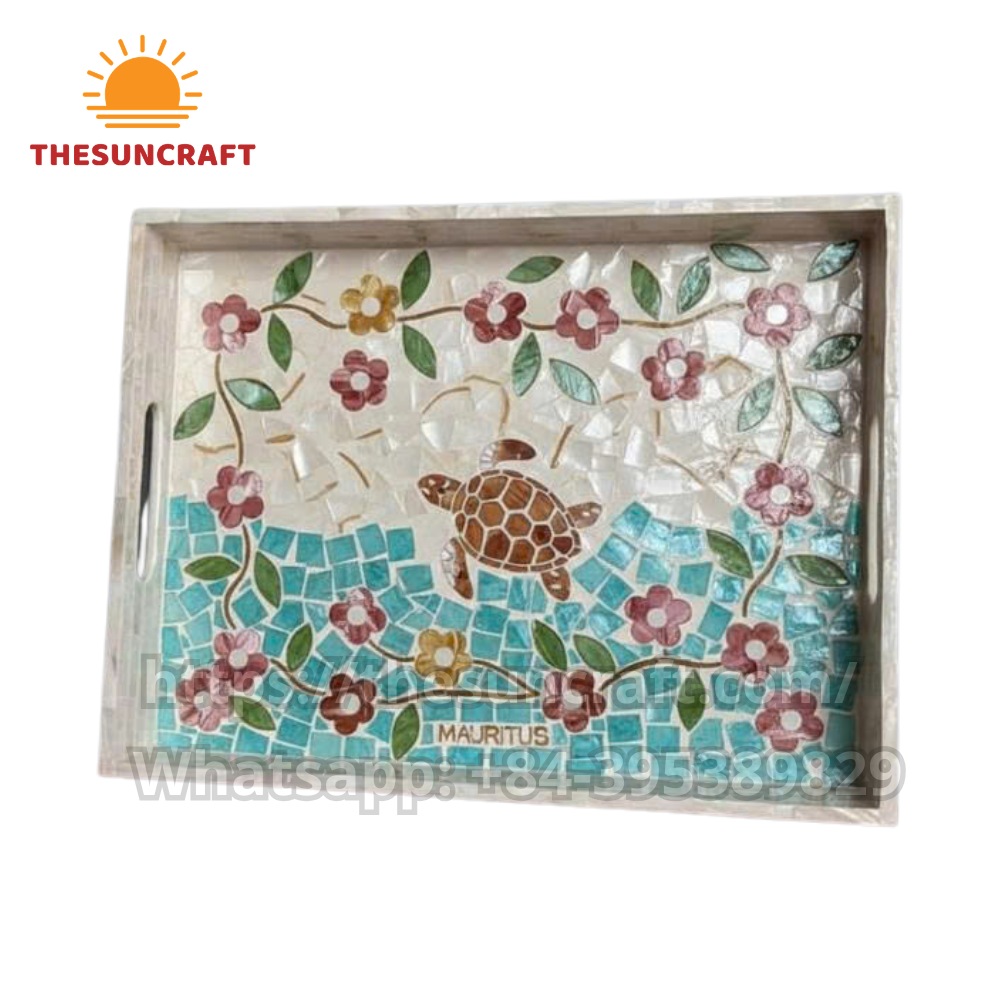 Sea Turtle Mother of Pearl Tray Mauritius Wholesale (TSMT-0052)
