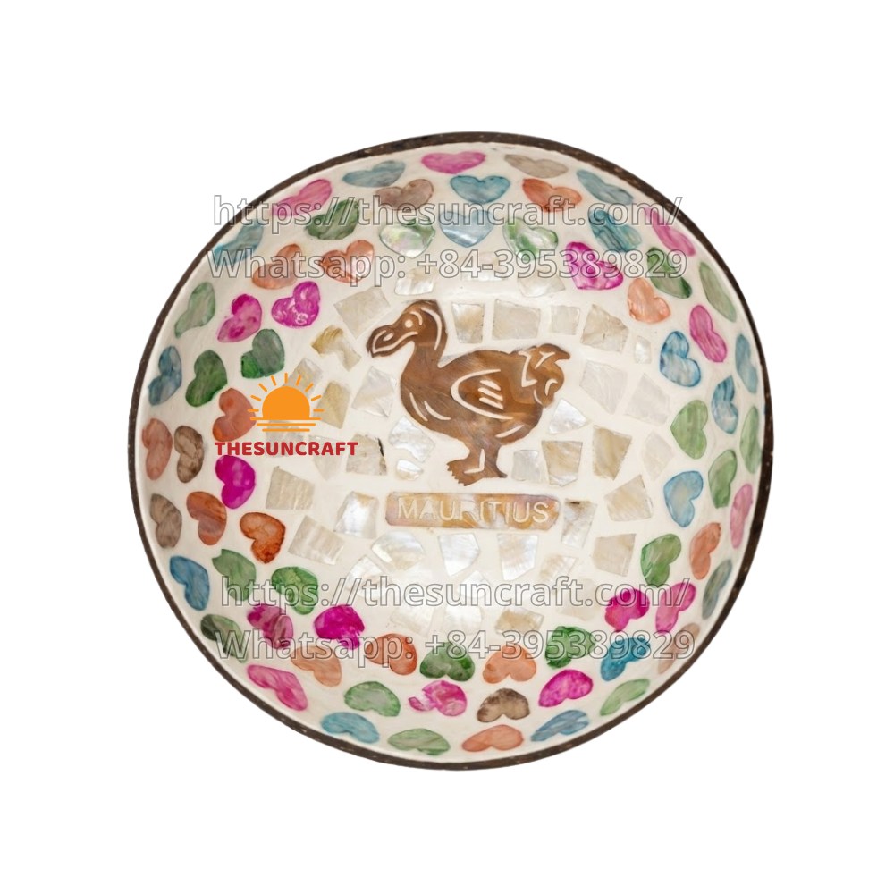 Dodo Bird Coconut Shell Bowl with Pearl Inlay (TSCB-0130)