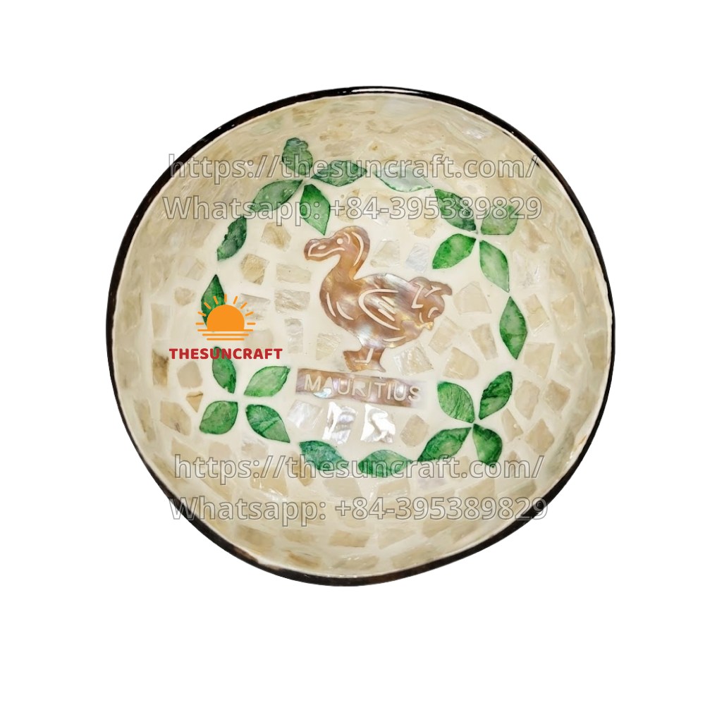 Dodo Bird Shell Inlaid Coconut Bowl Mauritius (TSCB-0131)