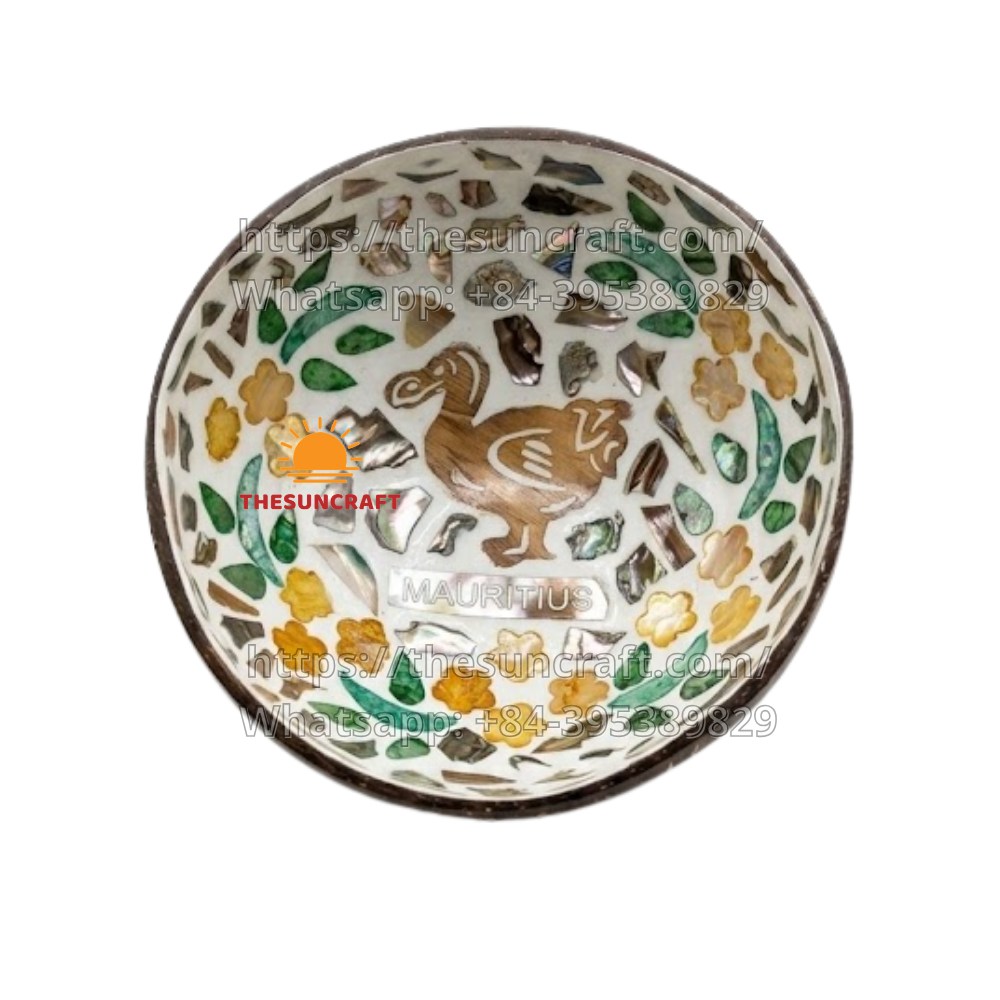 Mauritius Coconut Bowl Dodo Bird Inlay Design (TSCB-0127)