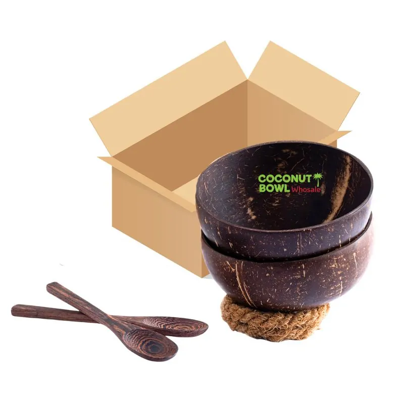 Coconut Bowl Set with Spoons and Serving Ring, wholesale