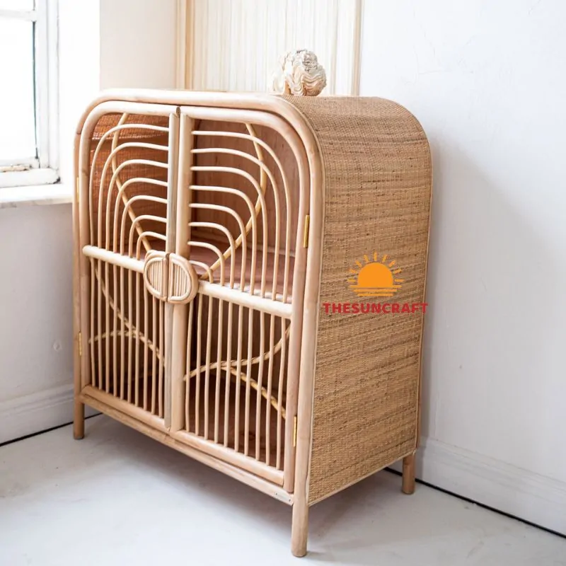 Handmade Rattan Doll Cabinet, wholesale