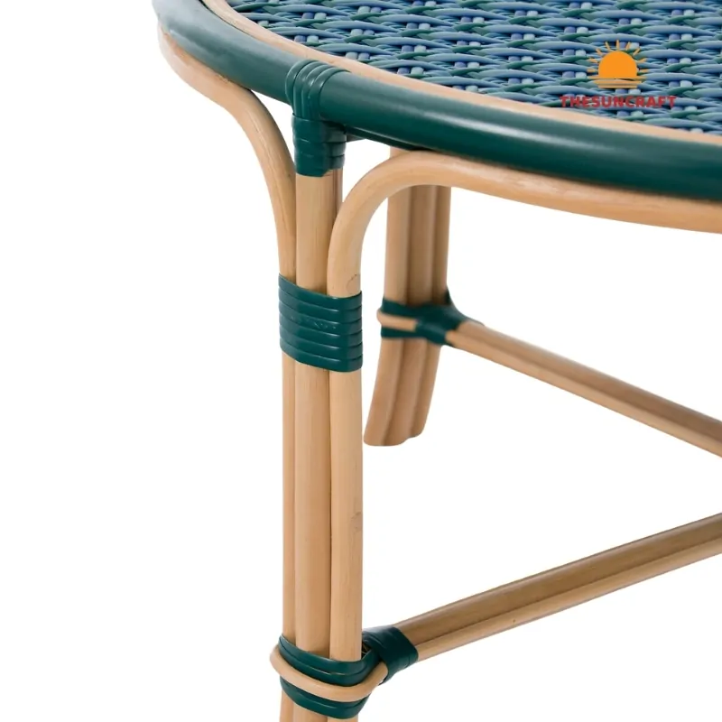 blue rattan coffee table