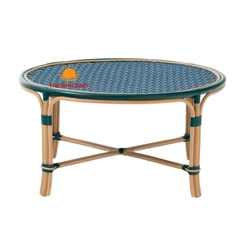 blue rattan coffee table