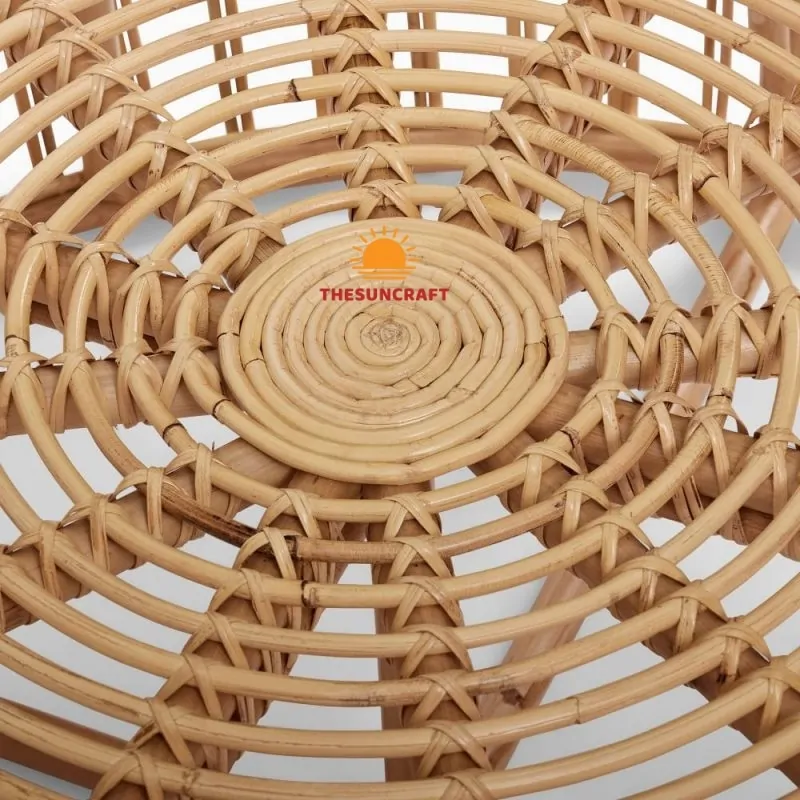 low round rattan coffee table, round cane coffee table
