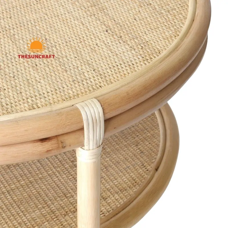 two tier rattan round coffee table, wholesale