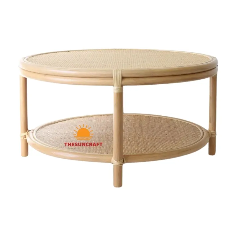 two tier rattan round coffee table, wholesale