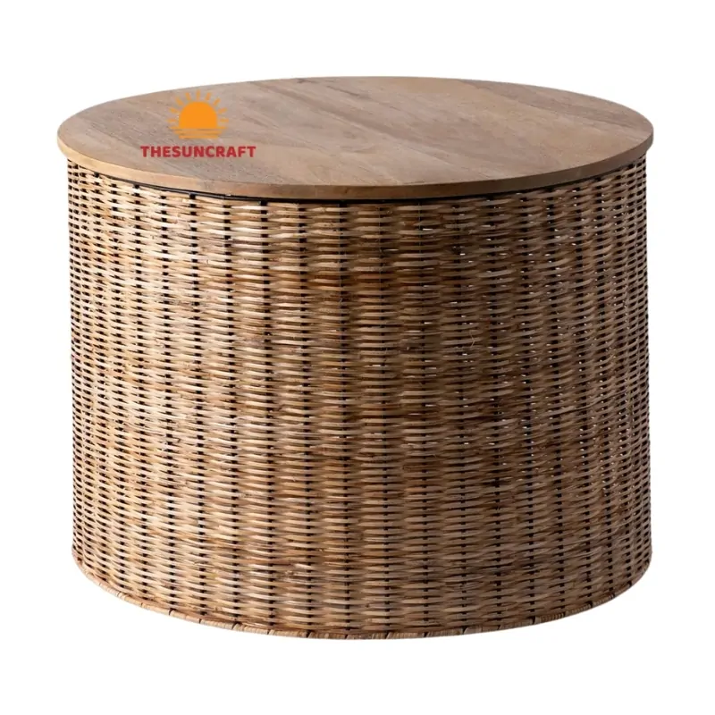 wood and rattan coffee table, wholeslae
