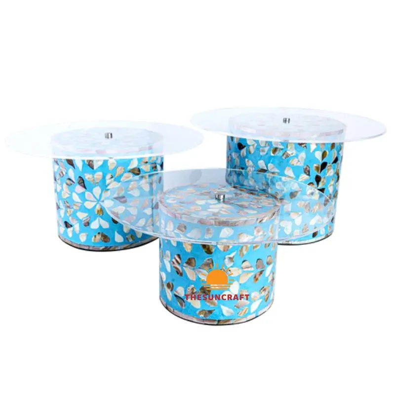 Blue Mother of Pearl Inlay Cake Stand, wholesale