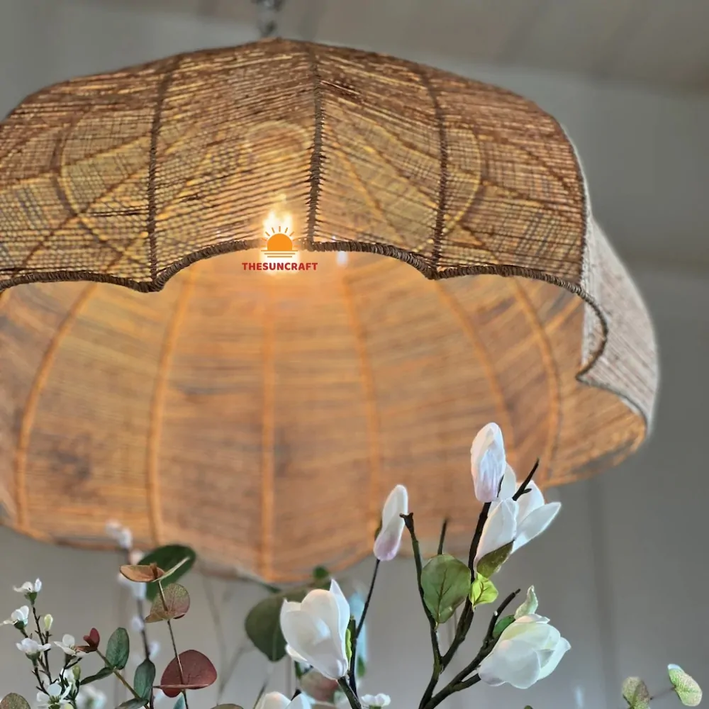 Jute scallop pendant lampshade, wholesale, bulk