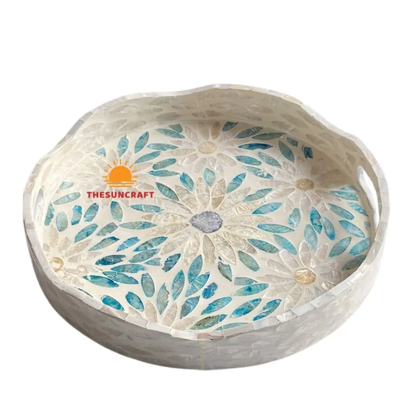 Mother Of Pearl Inlaid Serving Tray For Ramadan Eid, wholesale