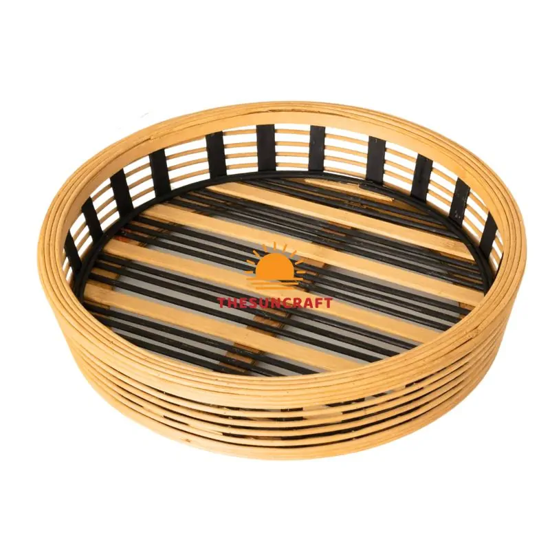 Round Rattan Woven Serving Tray, wholesale