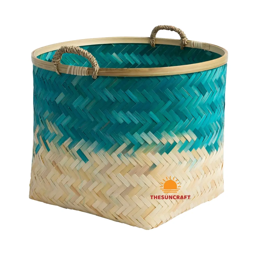 blue bamboo storage basket, wholesale