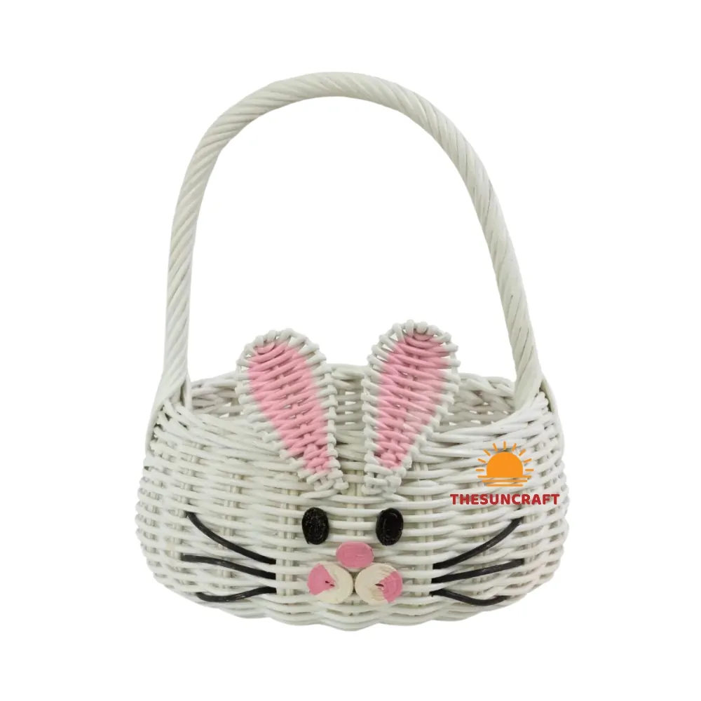 white rattan bunny basket, wholesale