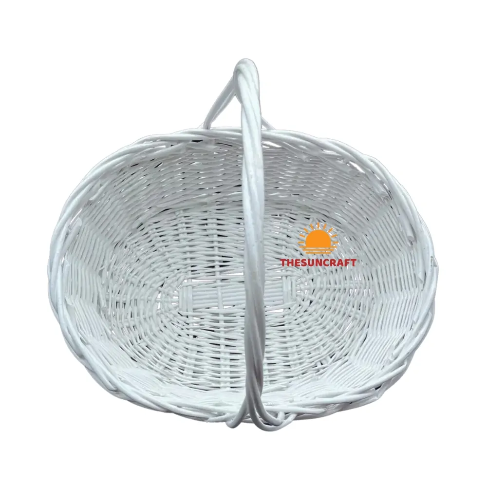 white rattan easter basket, wholesale