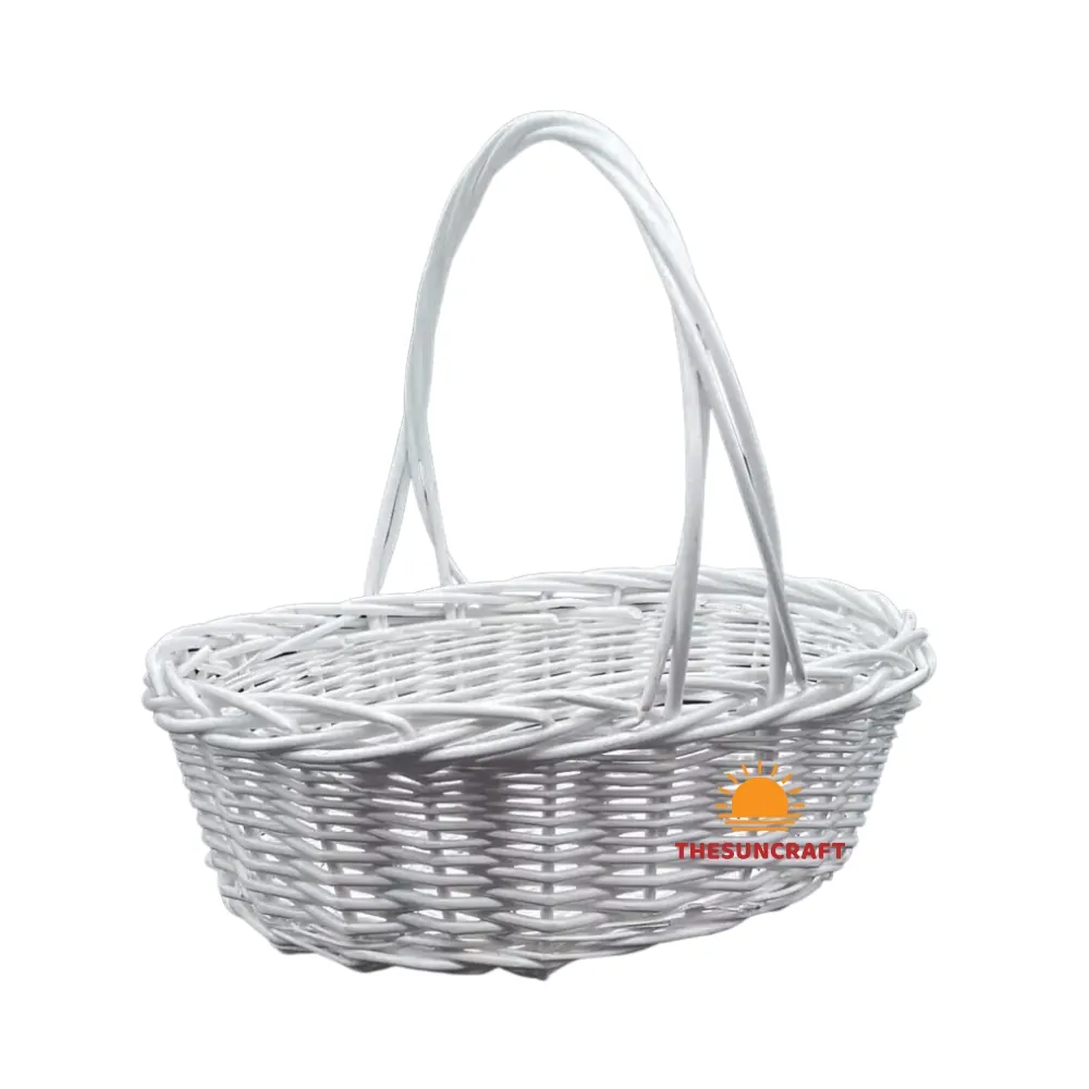 white rattan easter basket, wholesale