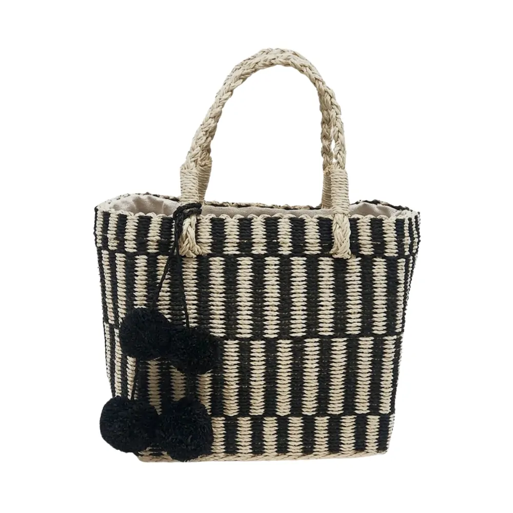 designer straw bag, black, wholesale, bulk