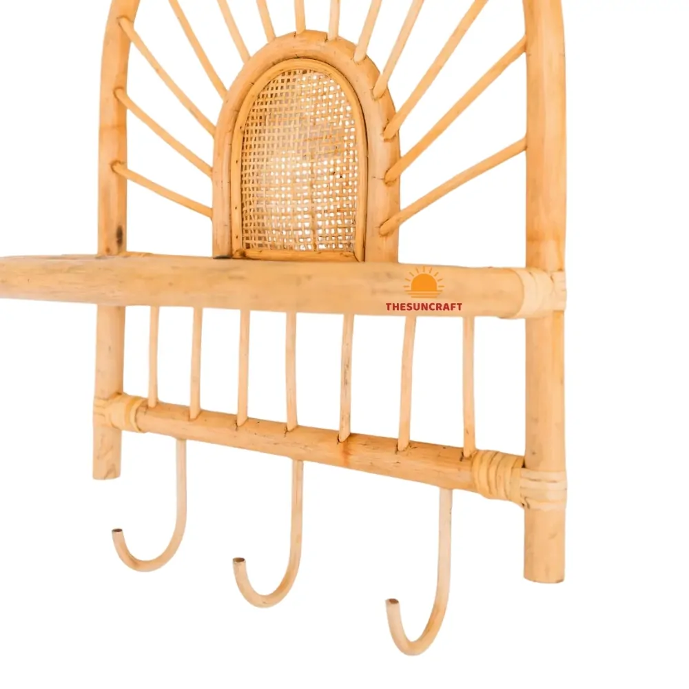 rattan shelf with hooks, bulk, wholesale