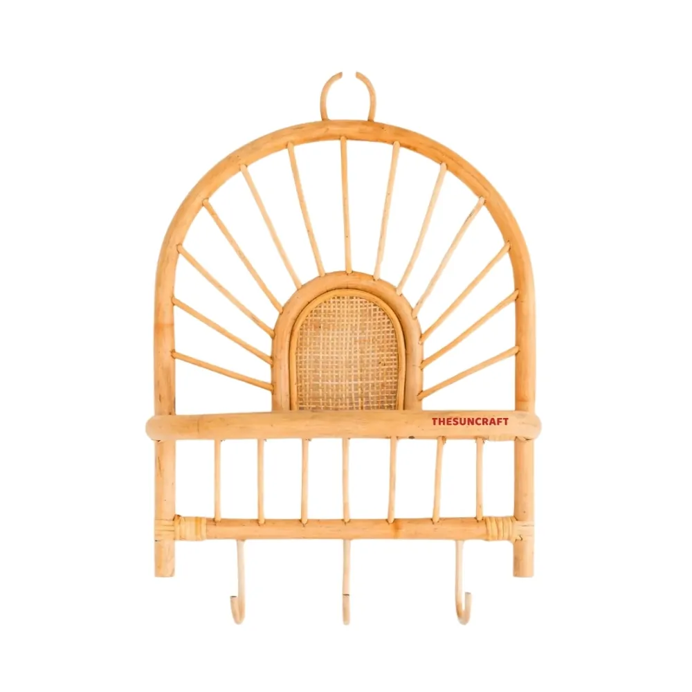 rattan shelf with hooks, bulk, wholesale