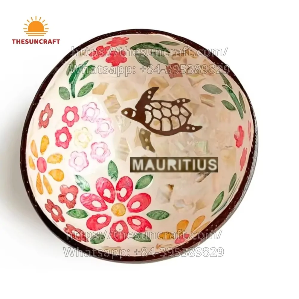 Artisan Coconut Bowl with Sea Turtle Shape Inlaid (TSCB-0117)