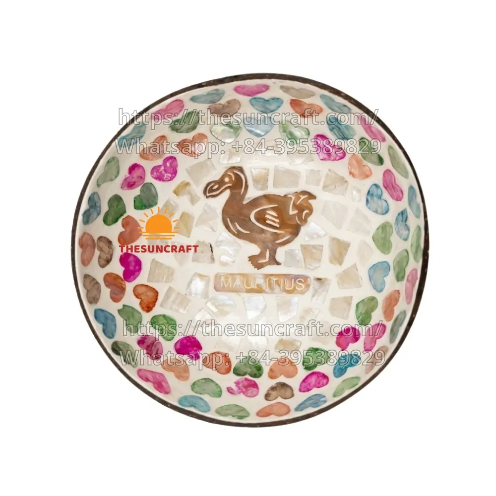 Dodo Bird Coconut Shell Bowl with Pearl Inlay (TSCB-0130)