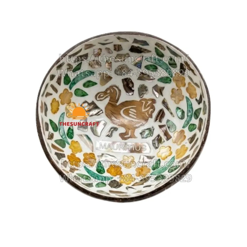 Mauritius Coconut Bowl Dodo Bird Inlay Design (TSCB-0127)