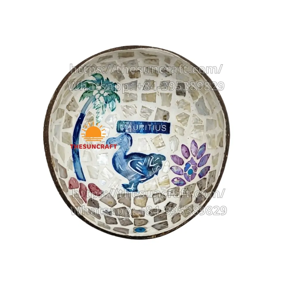 Mauritius Coconut Bowl with Dodo Bird Inlay Gift (TSCB-0133)