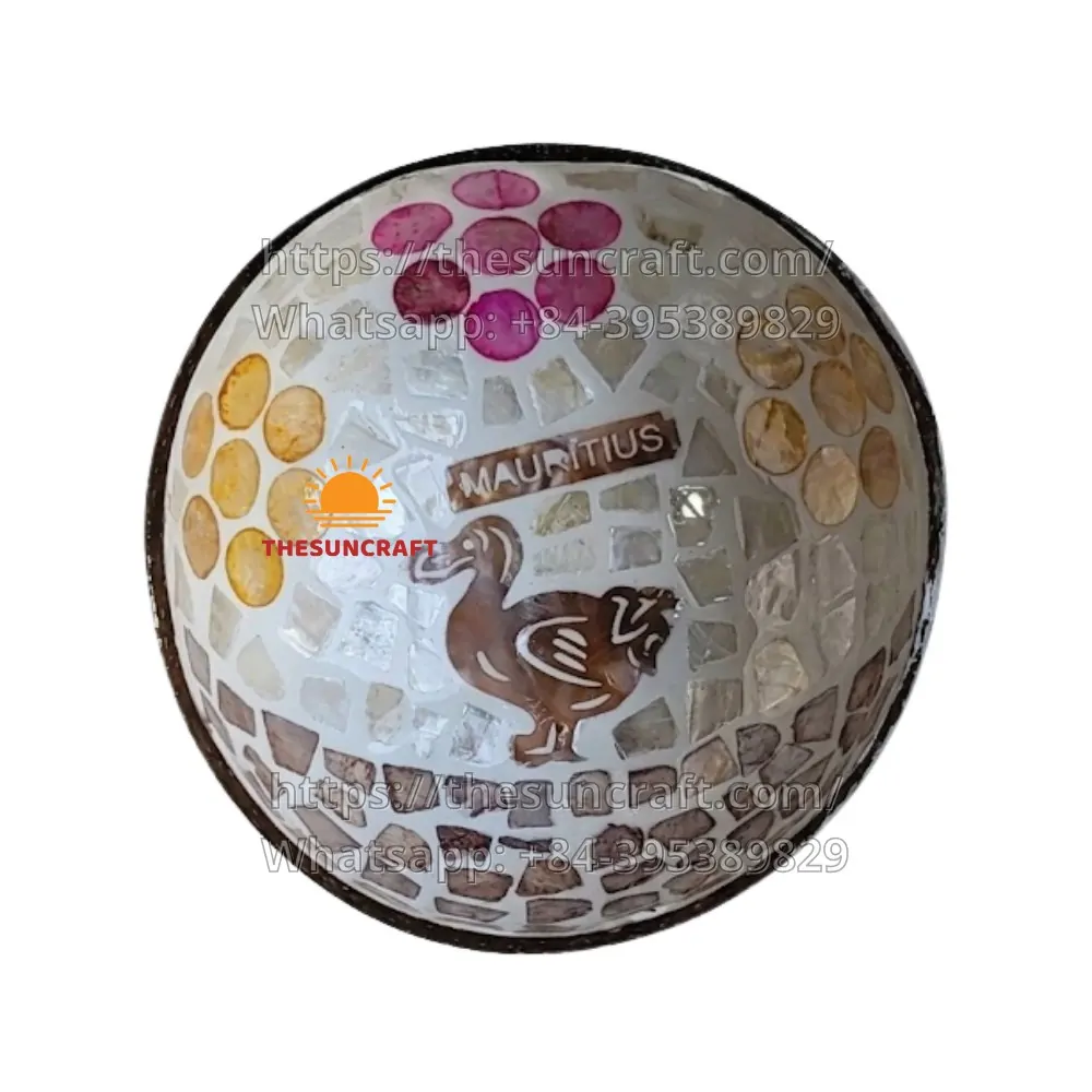Mauritius Coconut Bowl with Dodo Bird Mother of Pearl Inlay (TSCB-0128)
