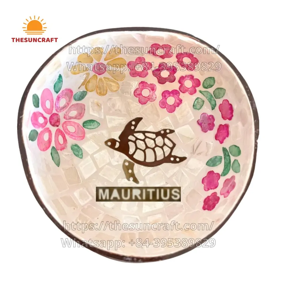Mother of Pearl Turtle Inlaid Coconut Bowl Vietnam Supplier (TSCB-0120)