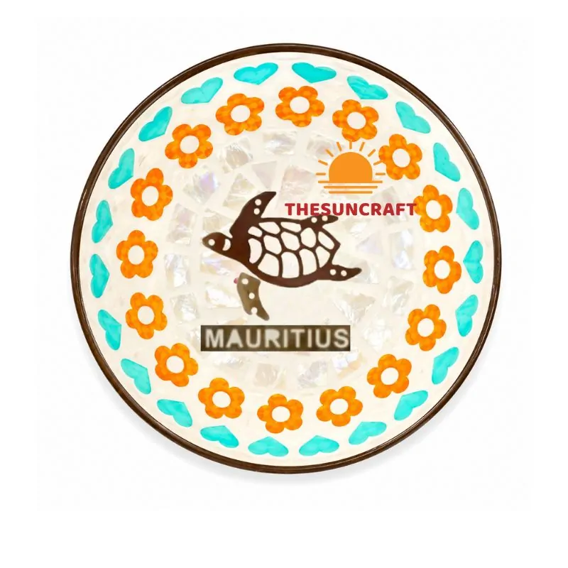 Mother of Pearl Inlay Turtle Bowl Tropical Souvenir (TSCB-0136)